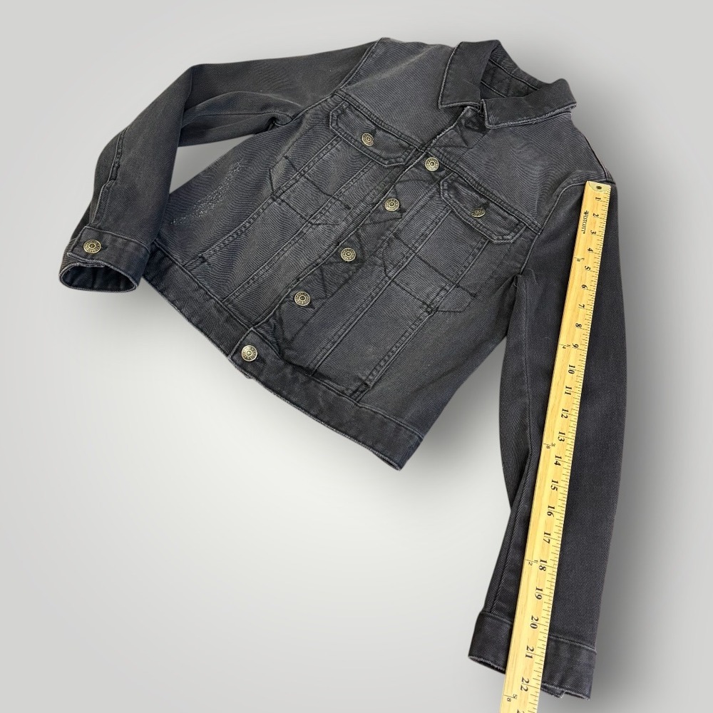 Zadig & Voltaire Y2K Kioky Grunge Black Denim Jacket Rhinestone Eagle XS - Picture 11 of 11
